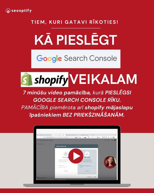 kā pieslēgt google search console shopify veikalam