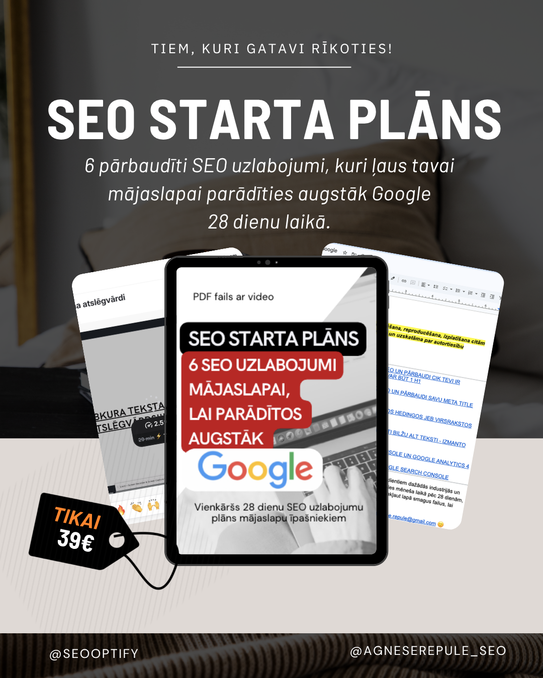 SEO STARTA PLĀNS - 6 SEO UZLABOJUMI (PDF + VIDEO)
